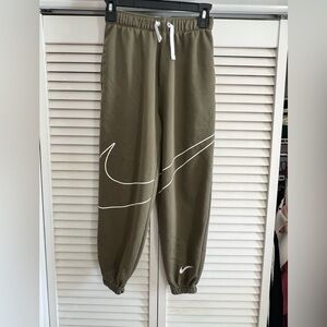 Nike Olive Green Joggers with White Accents